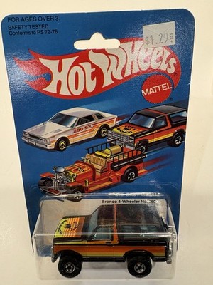 Vintage 1981 Hot Wheels Bronco 4-Wheeler Black With Colored Stripes #1690