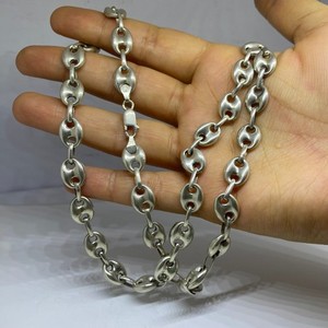 Cadena cubana de plata de ley 925 con forma de café vintage pesado de níquel para hombre 40 gr