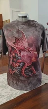 The Mountain Men's XL Black and Red Short-Sleeve Cotton Dragons Graphic T-Shirt