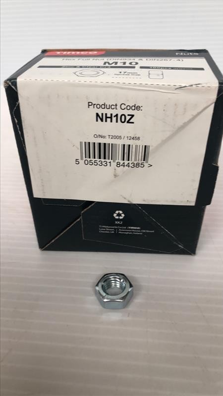 TIMCO Hex Nut M10 NH10Z - Pack of  100