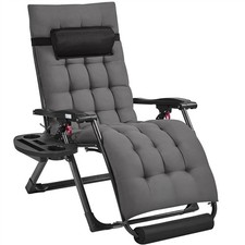 Image of 26in Zero Gravity Recliner with Foam-Padded Mattress, Folding Lounge Chair