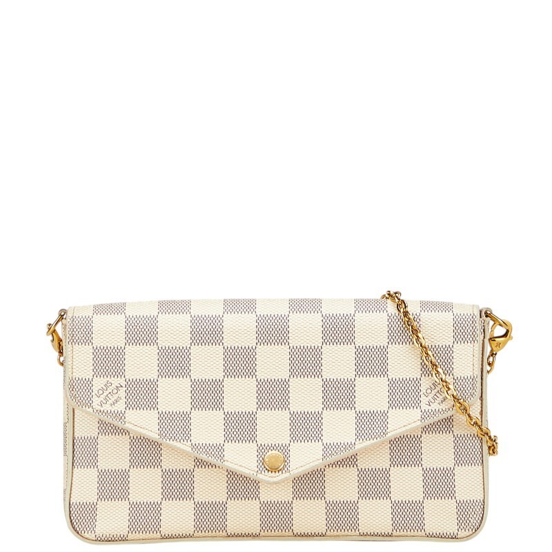 Louis Vuitton Damier Azur Pochette Felicie Chain Shoulder Bag N63106 White  83154