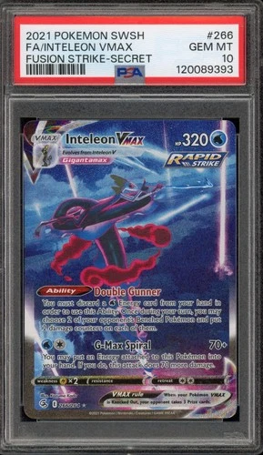 Pokemon Inteleon Vmax Fusion Strike 266/264 Full Alt Art DAMAGED PSA 10