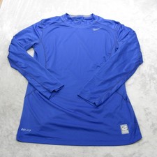Nike Pro Combat Shirt Men Medium Blue Fitted Long Sleeve Training Shirt Dri Fit