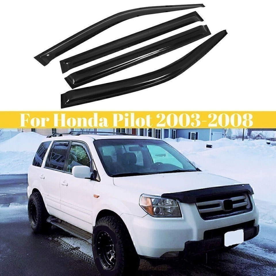 Protector deflector de lluvia solar para visera de ventana 4 piezas para Honda Pilot 2003-2008 Foto 2 de 4