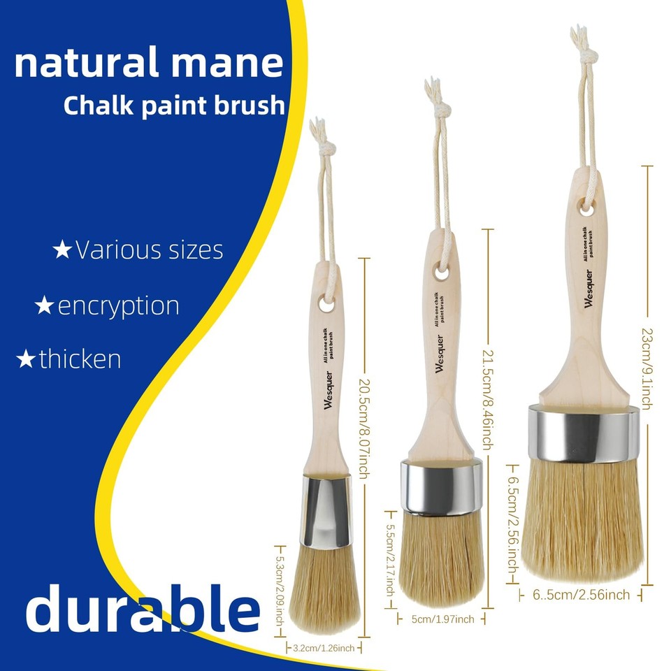 Pack Of 8 Bristle Brushes, 20/25/30/35 Mm Round Brush Set, Pointed Fine Ring Brush, Wood Colour, Varnish Brush, Wax Brush For Painting, Walls, Furniture, Car