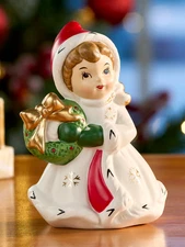 Ceramic Snowflake Girl Christmas Figurine – Holiday Winter Decor