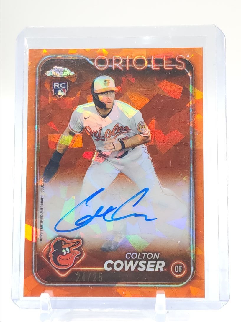 COLTON COWSER 2024 TOPPS CHROME ROOKIE SAPPHIRE ORANGE RC AUTO /25 Q1739