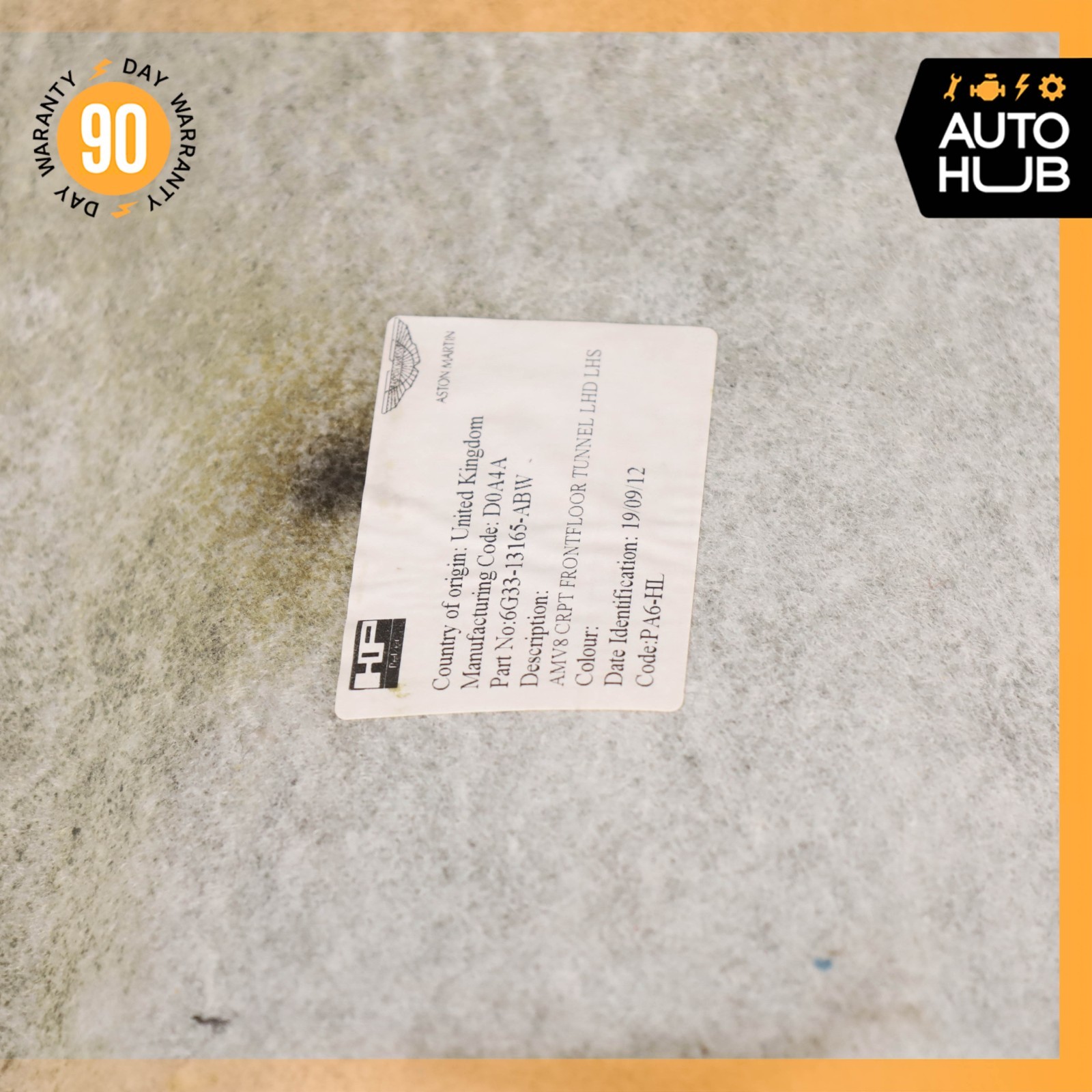 Aston Martin V8 Vantage Front Left Driver Side Floor Carpet Panel OEM 26k