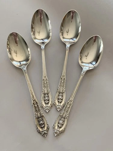 Wallace Set/4 Sterling Spoons Rose Point