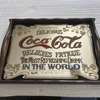 Vintage Coca Cola Serving Tray Mirror Wood Coke 15" Price Products Brand