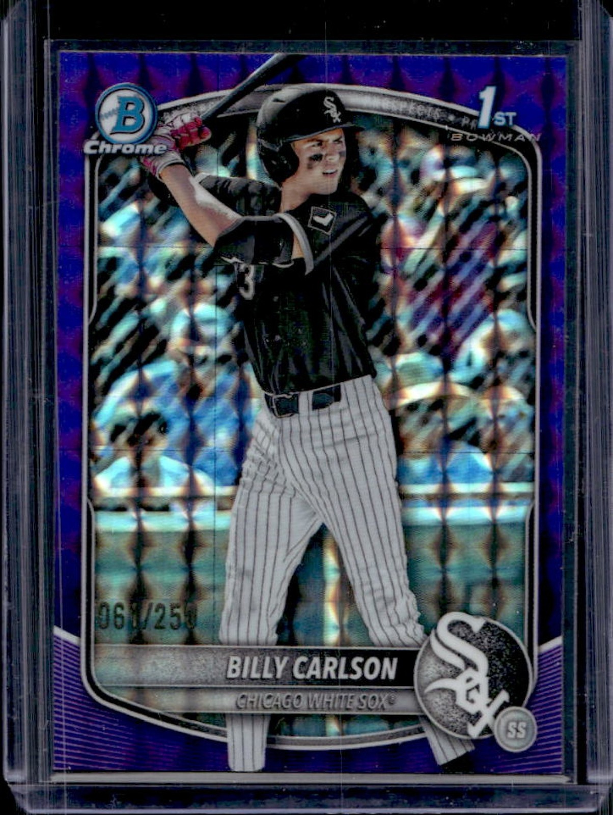 2025 Bowman Draft Billy Carlson Chrome Purple Geometric Refractor 1st #/250