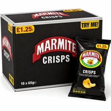 Full Box of Golden Wonder Marmite Crisps 18 X 65g Bags Yeast Flavour Snacks