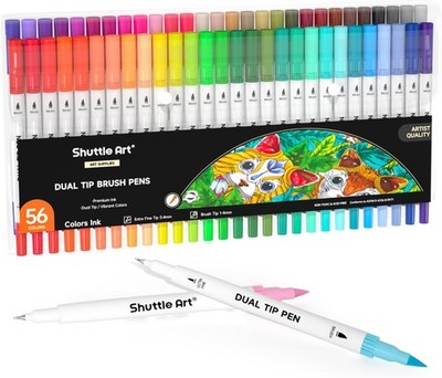 Shuttle Art 56 Dual Brush Pen Set Bunt Pinselstifte Fasermaler Fineliner Set
