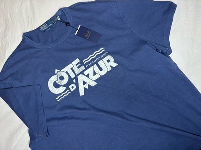 Polo by  Ralph Lauren Cote D' Azur Classic Fit T Shirt Blue XL NWT Retro Style