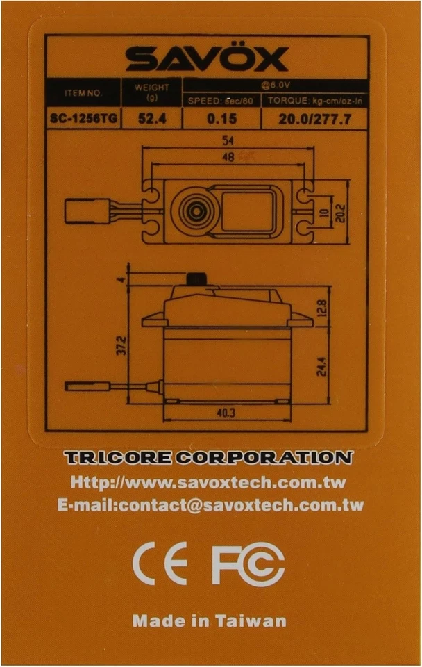 Digital Servo SC-1256TG: High Torque, Titanium Gear - Image 3 of 4
