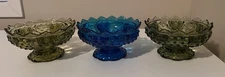 (3) VINTAGE Fenton Hobnail 6 Taper Candle Holder Bowls