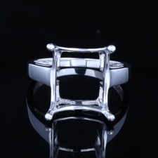 Emerald Cut 925 Sterling Silver 14x12mm Semi Mount Legacy Style Ring Size 6.5