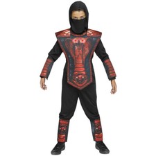 Boys COBRA NINJA warrior Halloween Costume RED Size Large 12/14  tunic pants MRe