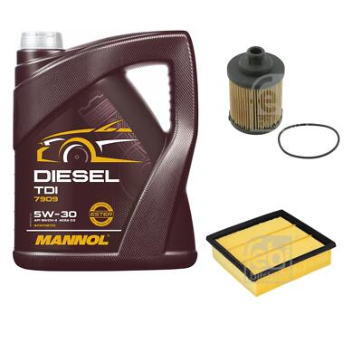 FEBI BILSTEIN Inspektionspaket 5L MANNOL Diesel TDI 5W-30 für Opel Corsa D S07