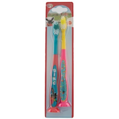 Bing Bunny Kinder Zahnbürsten-Set - 2 Stück (Alter 3+) Neu Versiegelt