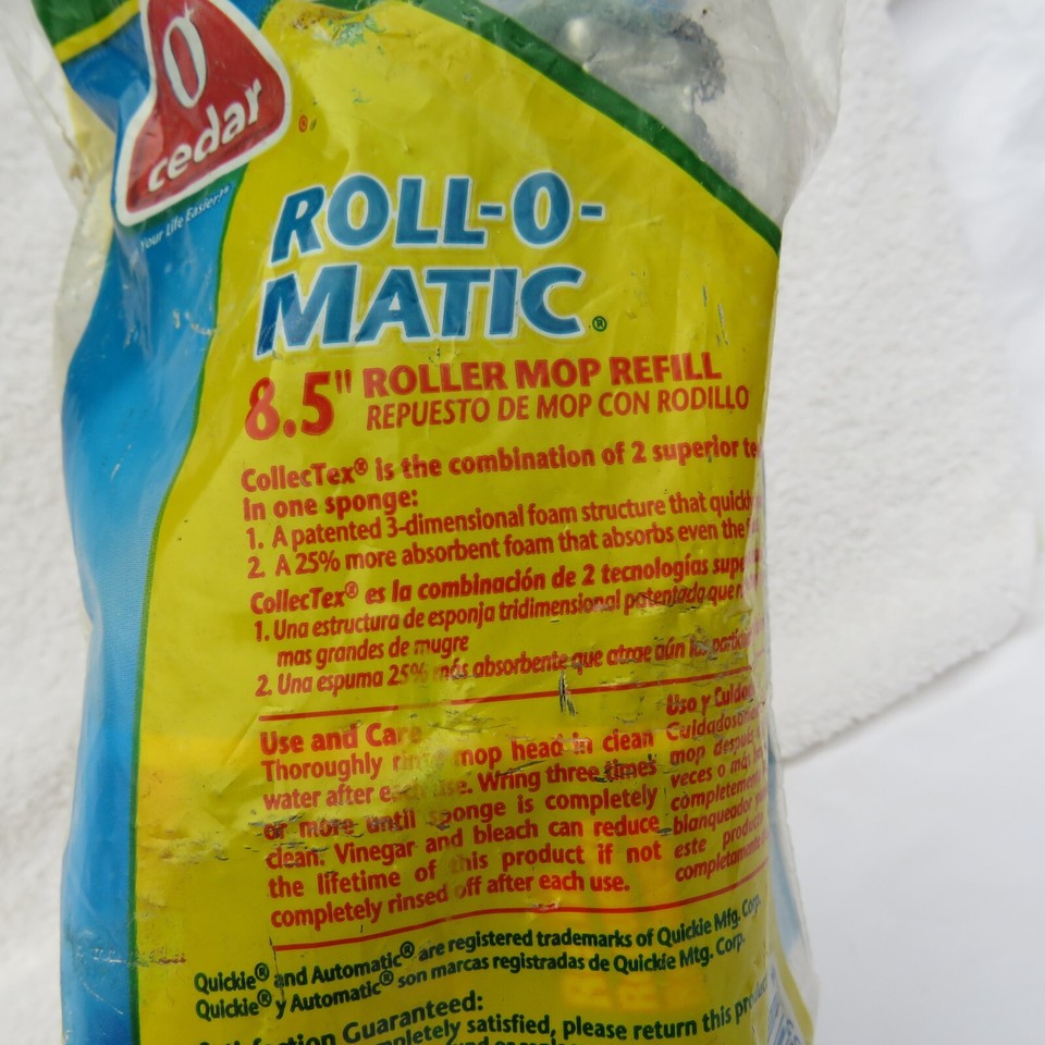 O-Cedar Roll O Matic Roller Mop Refill Wave Sponge 8.5" New Sealed ...