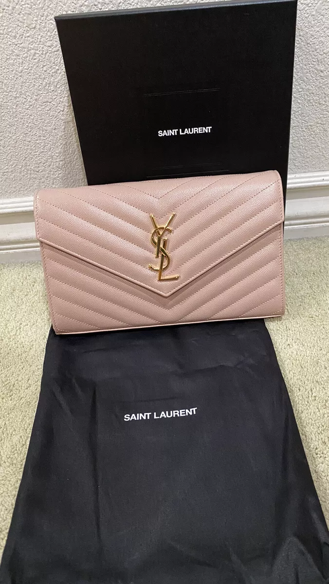 Yves Saint Laurent, Bags, Ysl Large Monogram Quilted Leather Wallet On A  Chain