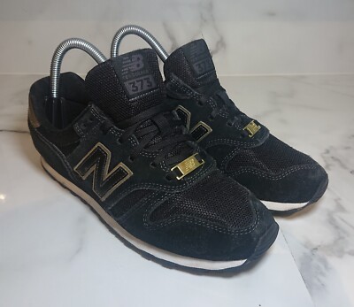 New Balance 373 Suede Black Gold Trainers Sneakers UK Size