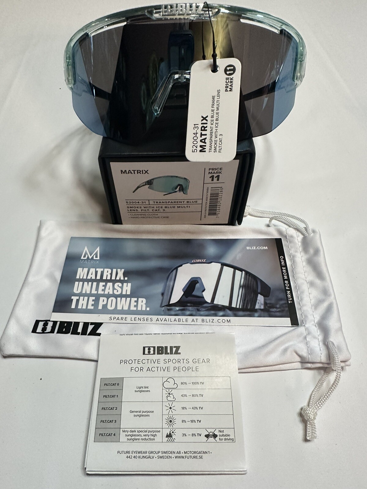 Nuevas gafas de sol LIZ MATRIX transparentes azules - humo con múltiples lentes azul hielo 52004