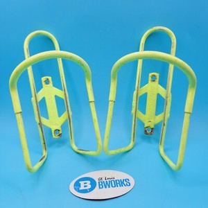 Set Of 2 Vintage 80's Blackburn USA Bicycle Water Bottle Cages Yellow Flouro b17