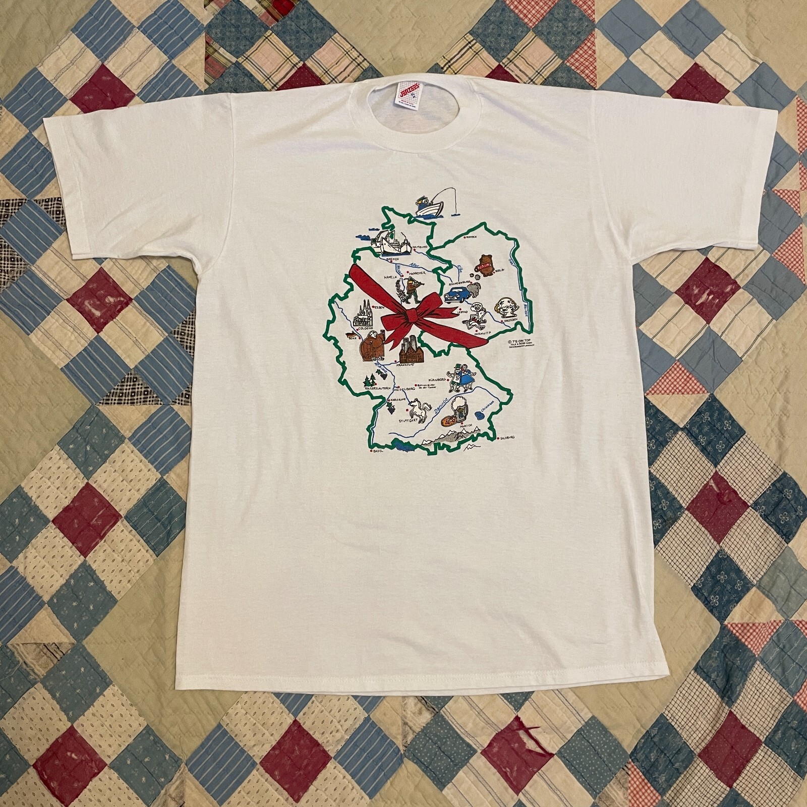 Vintage 90s Germany Souvenir Tshirt White Medium Single Stitch VTG Casual