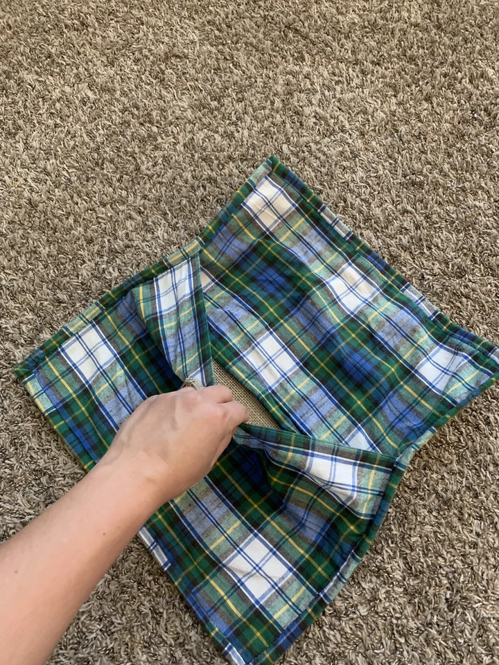 "Funda de almohada hecha a mano Country Love Texas arpillera falsa 16,5"" corazón a cuadros" Foto 4 de 4