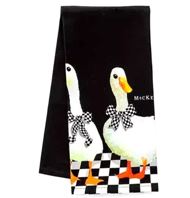 MACKENZIE-CHILDS Mackenzie Childs Gaggle of Geese Dish Towel- Courtly Check-NEW