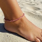 Rose Quartz Pink Gemstone Beaded Anklet Healing Women Energy Summer Gift