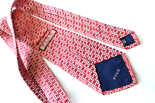 PINK MEN'S TIE RED/GEOMETRIC WIDTH: 3.75" LENGTH: 58" - Picture 2 of 3