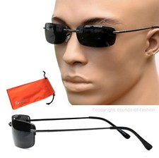 Agent Smith Style Sonnenbrille Rechteckig Linse Schwarz Brillenbeutel schmal M5