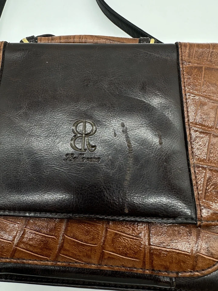 Bellerose Vintage Bolso de Cuero Cartera Organizador de Negocios Multi Bolsillos Espejo Marrón Foto 2 de 4