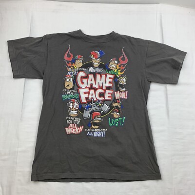 Game Face Funny Shirt Youth XL Gray Video Games Gaming Console Y2K