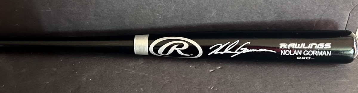 Nolan Gorman Cardinals Auto Signed Engraved Black Bat Beckett