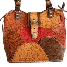 Mc Mark Chantal Multicolor Embossed Leather Shoulder Bag