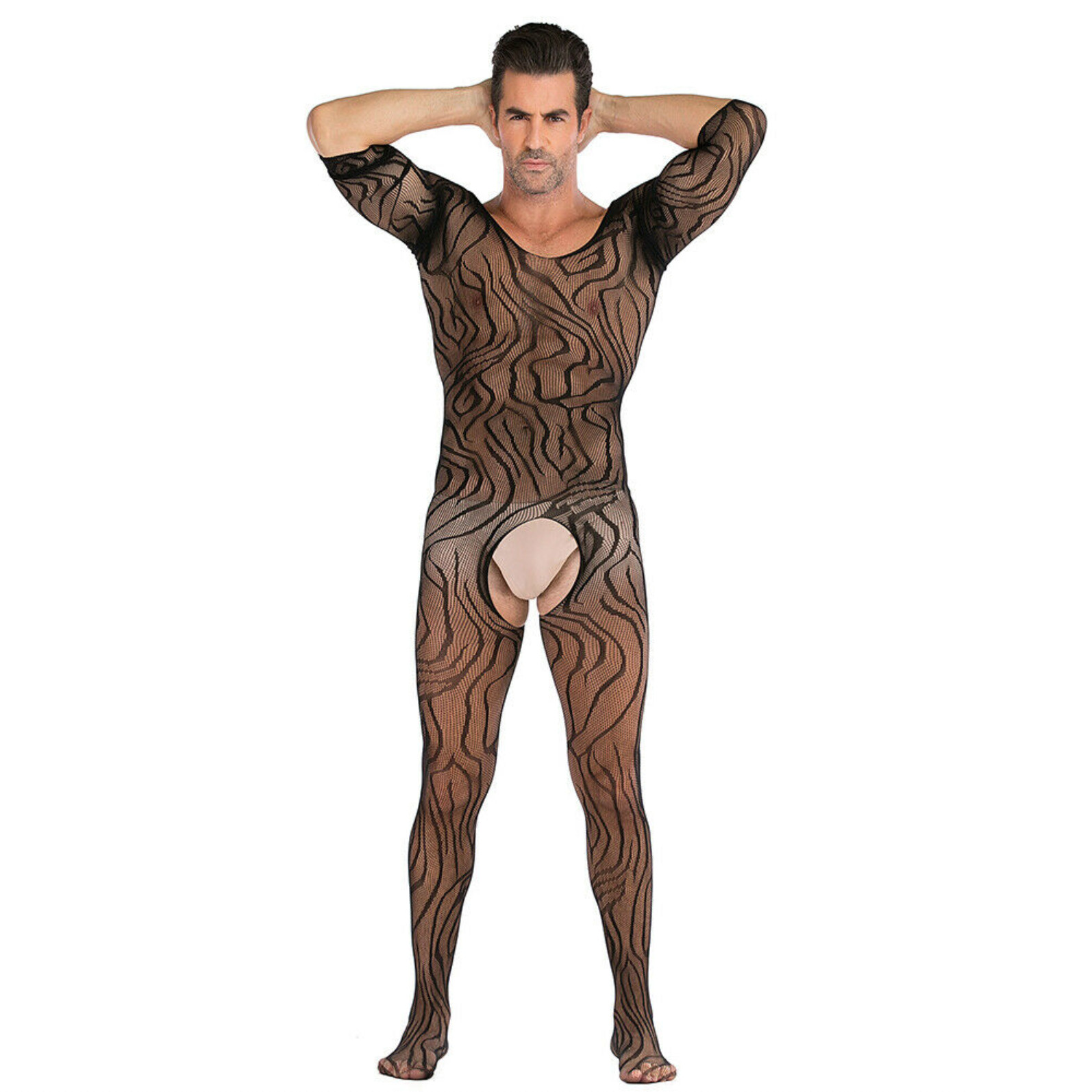 Mens Mesh Underwear Bodysuit Body stockings Sexy Full Figure Crotchless Lingerie image 7