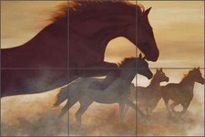 Ceramic Tile Mural Backsplash Ryan Horses Equine Animal Art EWH-LMR008