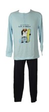 Pigiama uomo CRAZY FARM, cotone leggero, manica lunga, colletto henley, pantalone con
