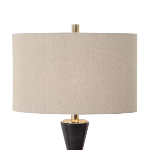 Uttermost Alastair Mid-Century Steel Marble & Fabric Table Lamp in Black - Picture 4 of 8