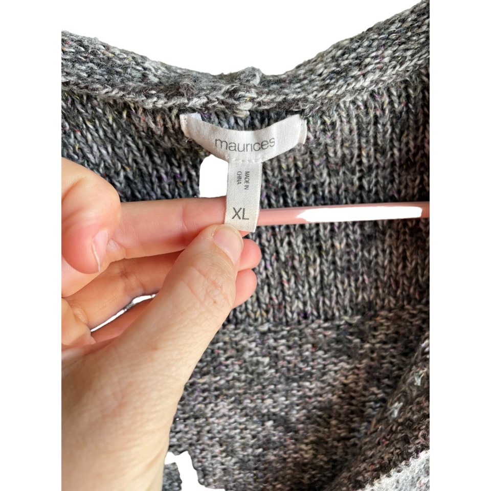 Maurices Women's Loose Knit Cable Pull Over Sweater w/Hood Heather Gray