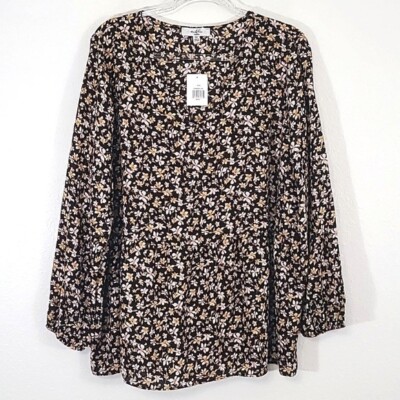 *NEW* MOA MOA Women's Long Sleeve Floral Peplum Top, size 2X