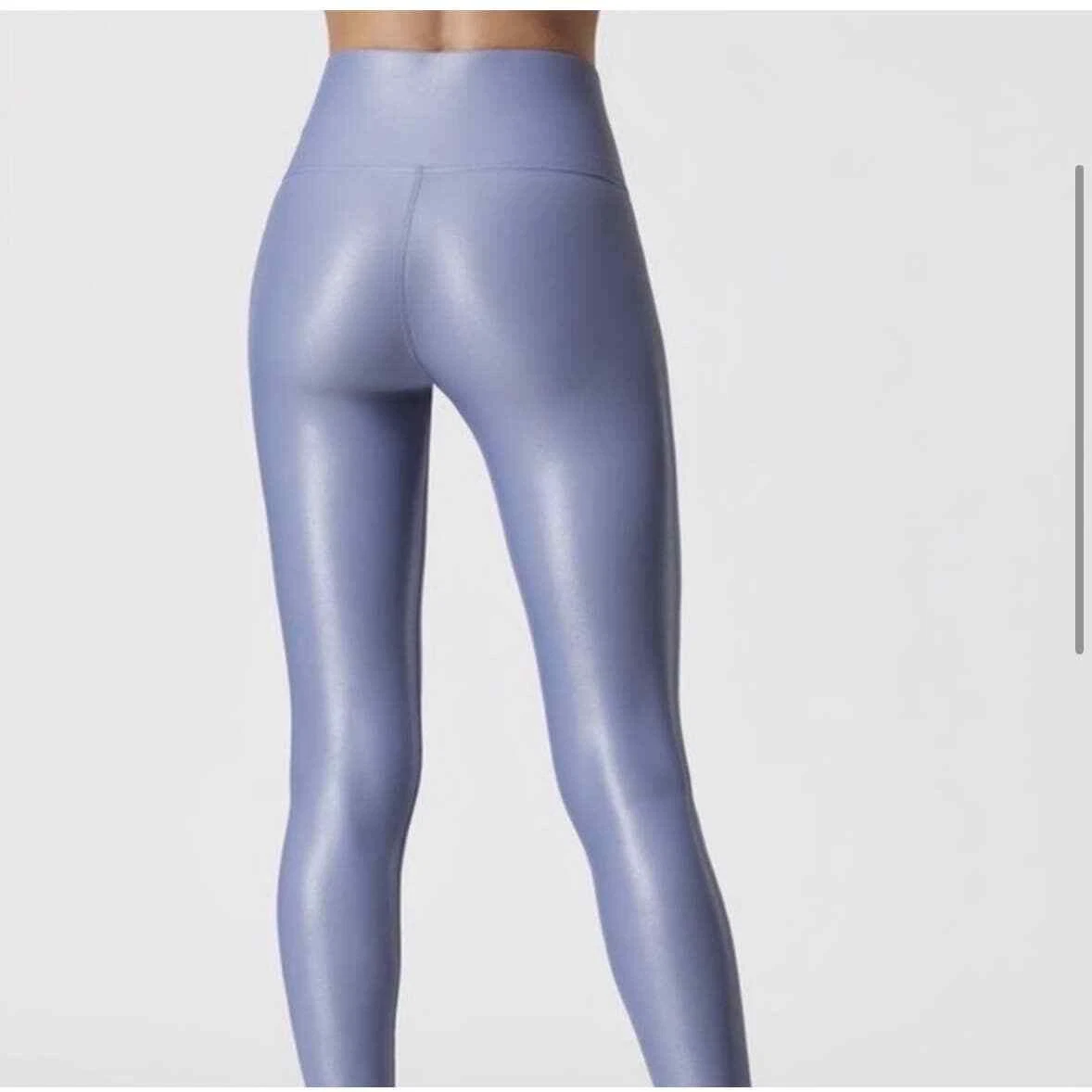 Carbon38 High Rise Takara Metallic Leggings in Baby Blue