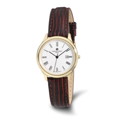 Charles Hubert Ladies IP-plated Stainless Leather Band 33mm Watch Charles Hubert Stainless Dual Time Watch With Leather Band  main image 2