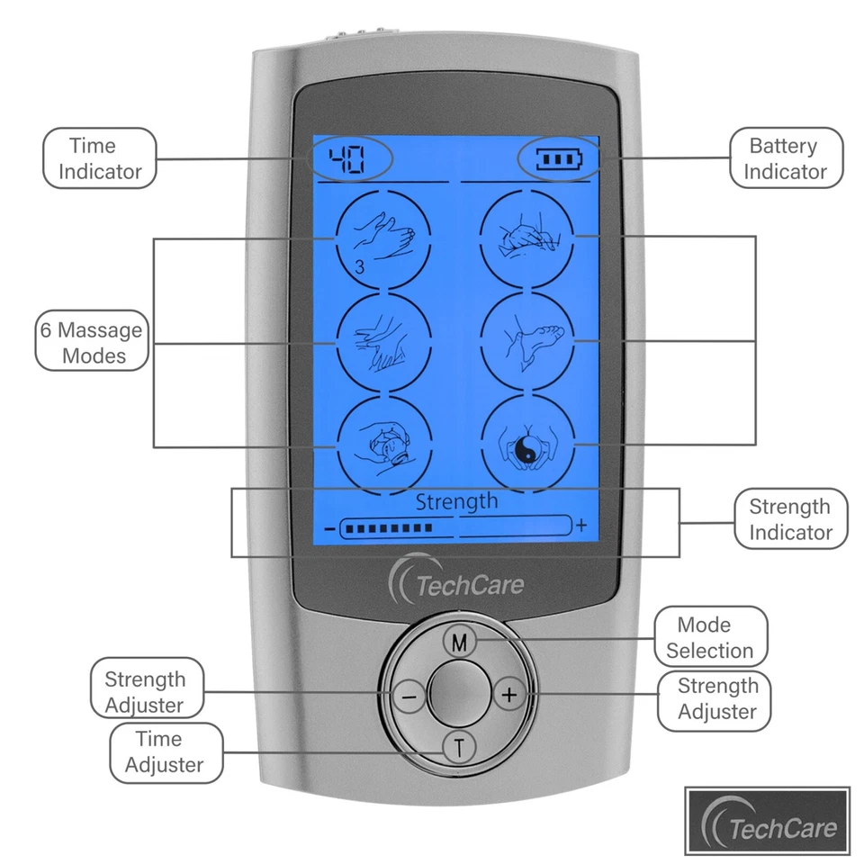 Dispositivo estimulador muscular unidade dezenas 24 modos de massagem para aliviar dor nas costas - Imagem 2 de 4