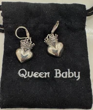 BNWOT King Baby Studio Queen Baby 3D CROWNED HEART LEVERBACK EARRINGS